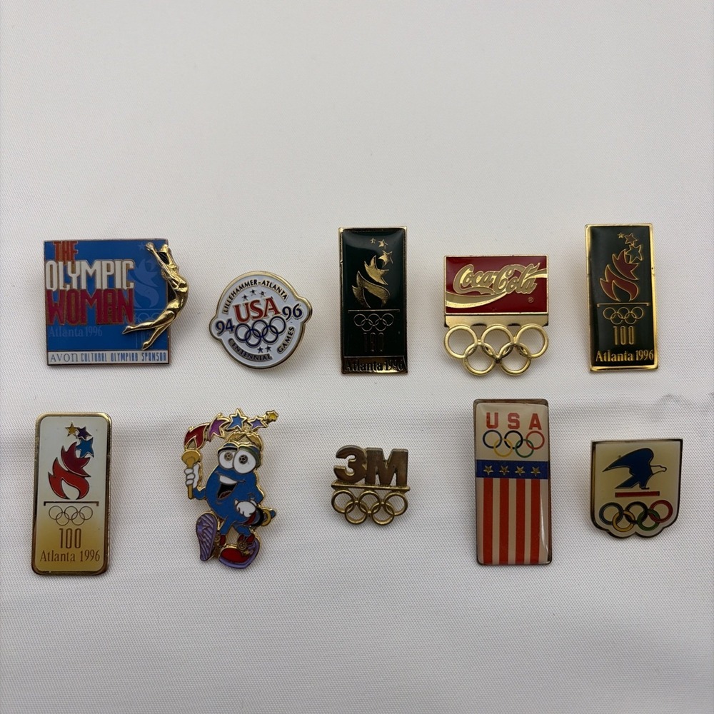 Lot Of 10 Mixed Atlanta Olympics Summer Games Torch Izzy 3M‎ Lapel Hat Pins A2
